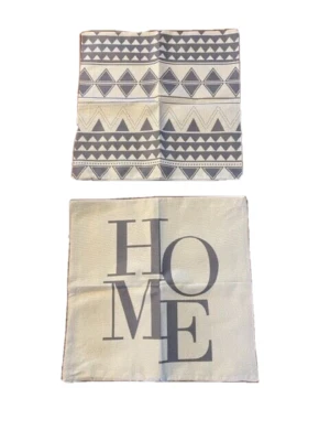 2件套18x18英寸拉链灰色和白色几何图案家用印花枕套 — 第 1/4 张图片