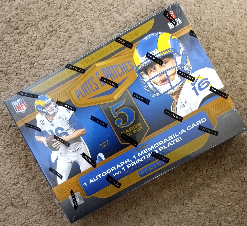 2020 PANINI PLATES & PATCHES FOOTBALL HOBBY BOX 1 AUTO 1 RELIC 1 PRINTING PLATE - Image 1 of 1