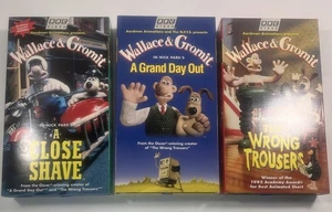 Wallace & Gromit VHS Lot (3) A Grand Day Out Wrong Trousers Close Shave BBC Fox - Imagen 1 de 11