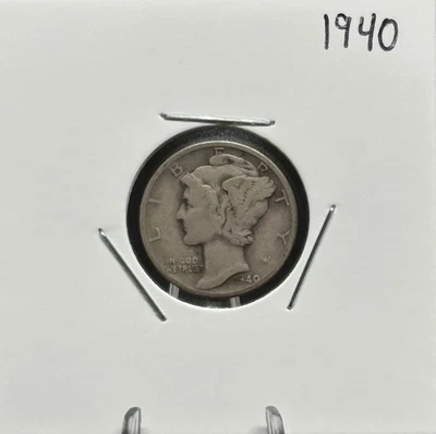 Moneda de diez centavos Mercury 1940, 90 % plata, ¡bonita, baja acuñación! 🔥 Foto 1 de 2