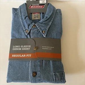 Dickies Men's Long Sleeve Original Fit Work Shirt Denim Size 2XL New With Tags - Picture 1 of 6