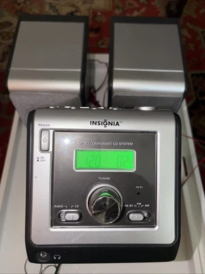 Insignia Micro Component CD System W/ 2 Speakers AM-FM Radio-Clock. Works  - Image 1 of 2