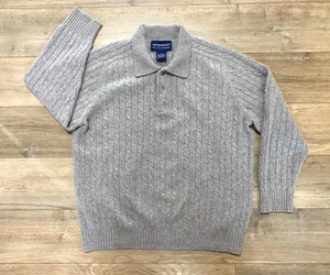 Suéter Davis & Squire 100 % 2 capas cachemir para hombre L botón tejido con cable gris jaspeado - Imagen 1 de 8