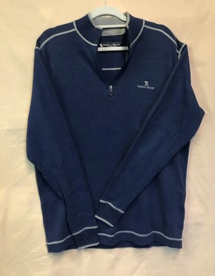 Suéter Pullover Pebble Beach Para Hombres Azul Marino/Gris Rendimiento 1/4 Cremallera Foto 1 de 4