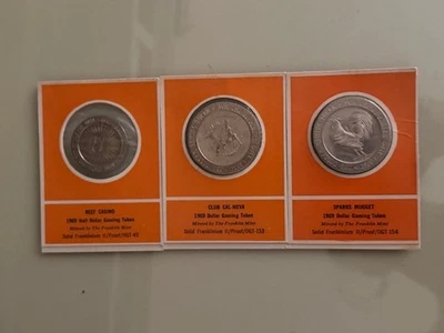 Three  Franklin Mint 1969 Casino Dollar Gaming Tokens - Image 1 of 3