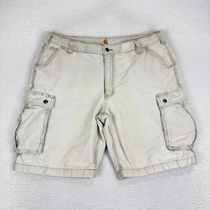 Carhartt Mens 40 Relaxed Fit Cargo Shorts Beige Cotton Casual Outdoor Work - Picture 1 of 9