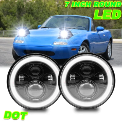 Faros proyectores LED redondos halo para Mazda Miata MX5 MX-5 1990-1997 - par Foto 1 de 4