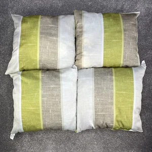 4 SET GREEN WHITE STRIPE CUSHIONS COVERS PILLOWS GOLD RETRO ACRYLIC COTTON - Picture 1 of 5