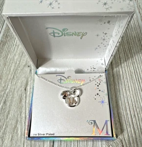 NIB Disney Mickey Mouse Pendant 16" Ears Heart Necklace Silver Plated Two Tone - Picture 1 of 9