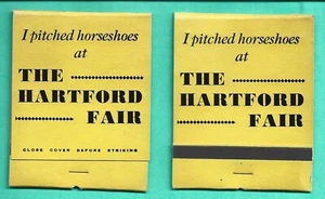2 paquetes de fósforos de gran tamaño Hartford Michigan Fair años 60 gasolina herradura Van Buren Co - Imagen 1 de 4