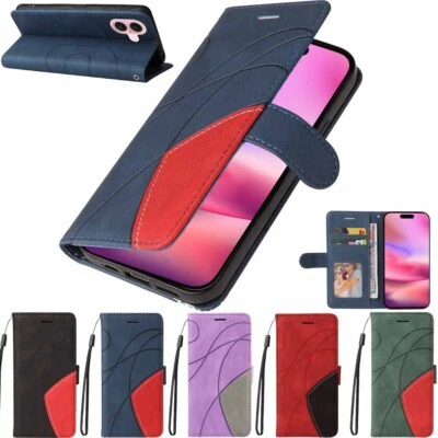 For iPhone 16 Pro 15 14 13 12 11 XR SE 7 8 Wallet Card Holder Leather Case Cover - Image 1 of 4