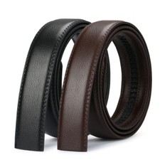 Luxury Men's Automatic Buckle Belt Strap Black Brown Leather Ratchet Strap Jeans