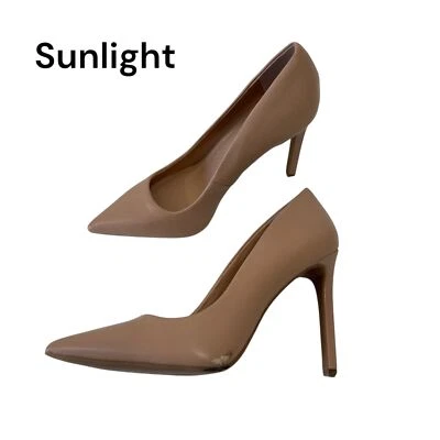 Zapatos de tacón de aguja INC de cuero sintético tostado punta talla 8 Foto 1 de 4