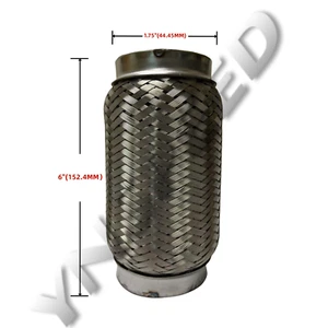 1.75" (44mm) ID x 6" (152mm) OL Stainless Steel Interlock Flex Pipe Coupling US. - Picture 1 of 5