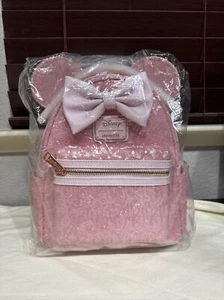 Loungefly x Disney - Minnie Mouse - Cotton Candy Pink Sequin - Mini Backpack NWT - Picture 1 of 8