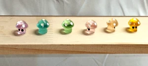 Lot of 6 Multicolor Glow in the Dark Resin Plastic Mushroom Miniatures - Picture 1 of 6
