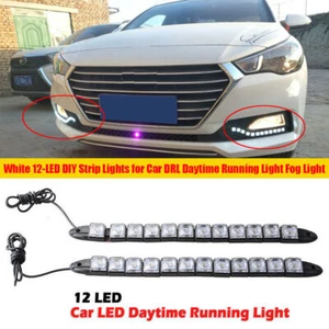 2x HID White 12-LED DIY Strip Lights for Car DRL Daytime Running Light Fog Light - Picture 1 of 10
