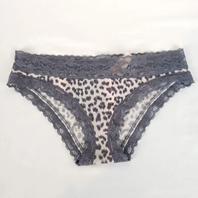 Vintage Victorias Secret Low-Rise Cheekini Panties Gray Lace Leopard 2015 NWT - Image 1 of 4
