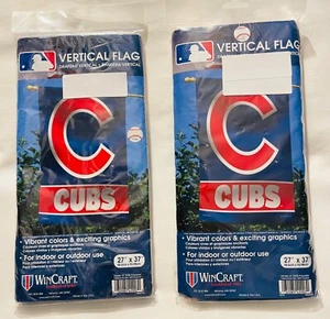 Lot of 2 Chicago Cubs Flags Indoor Outdoor 27” x 37” Vertical NEW - Picture 1 of 3