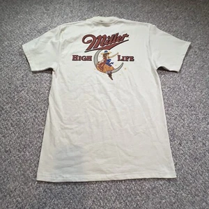 Miller High Life Beige Beer Drinking Short Sleeve Cotton T Shirt Men’s Size S - Picture 1 of 6