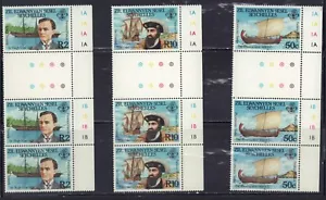 SEYCHELLES SESEL 1985 VISITATORI E SPEDIZIONI 111-113 STRISCIA X 3 SET Grondaia MNH - Foto 1 di 1