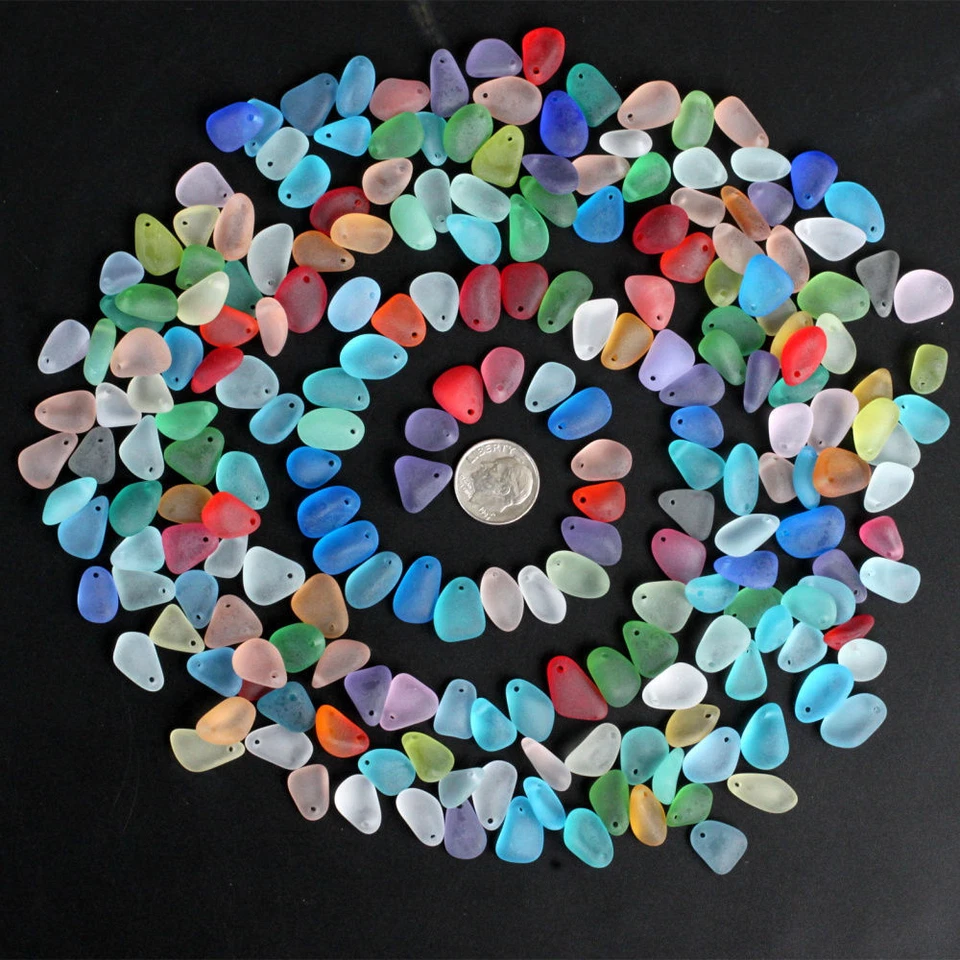 10 pcs Top Drilled Small Beach Glass Sea Glass Beads Pendant For Jewelry Making - image 1 of 1