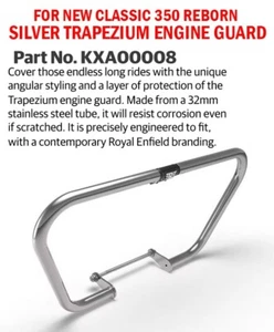 "SILVER TRAPEZIUM ENGINE GUARD" FIT FOR ROYAL ENFIELD NEW CLASSIC 350 REBORN - Picture 1 of 4