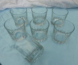 Vint. Libbey Crisa Clear Glass Tumblers Vertical Ridge Starburst 3-3/8” Set of 7 - Picture 1 of 12