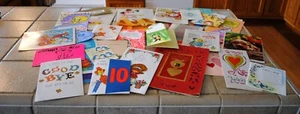 Lotto biglietti auguri vintage compleanno San Valentino bambini 34 biglietti più inutilizzati - Foto 1 di 10