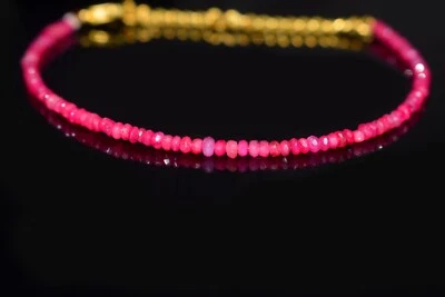 Браслет из бисера подлинный розовый рубин граненый Rondelle драгоценный камень 6-8 дюймов для девочек женщин - Изображение 1 из 4