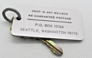 Seattle WA Vintage PO Box chiave e carta di plastica drop in cassetta postale - Foto 1 di 2