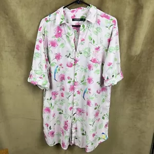 Lauren Ralph Lauren LARGE Tropical Bird Embroidered Monogram VTG Sleep Shirt Top - Picture 1 of 8