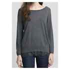 JOIE Sweater Womens Small Gray Hilano Cashmere Blend Lace trim Pullover S