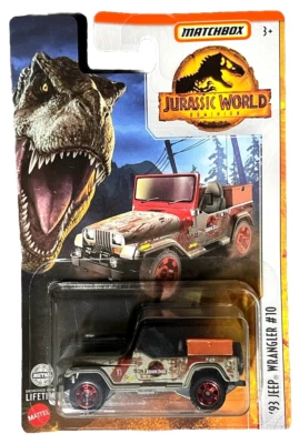 Matchbox '93 Jeep Wrangler #10 Jurassic Park World 1:64 coche modelo juguete embalaje original