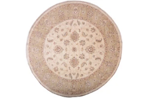 Afghan Chobi Ziegler Rund Teppich Handgeknüpft 200x200 Quadratisch Beige - Picture 1 of 6