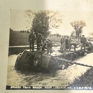 Frisco Zugwrack RPPC Eisenbahn Postkarte 1914 Libanon MO Entgleisung Crash 3 - Bild 1 von 4