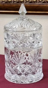 Tarro de bisquit de cristal de doble piso Shannon 24 % cristal plomo estilo # 156 vintage - Imagen 1 de 18