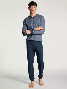 Calida Herren Pyjama Schlafanzug lang mit Bündchen Baumwolle - Bild 1 von 4