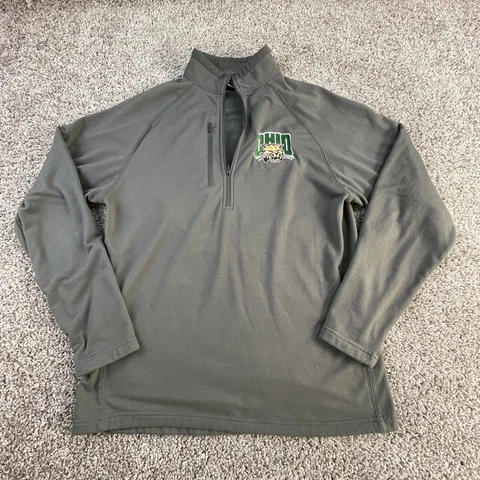 Ohio Bobcats Sweatshirt Adult Medium Gray Football Pullover Zip Mens * Cover