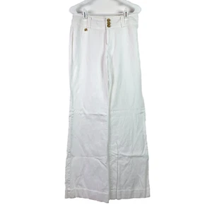 Pantalones Banana Republic Factory Jackson Fit Blanco Mezcla de Lino Pierna Ancha 6L Náuticos - Imagen 1 de 7