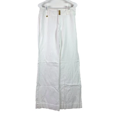 Banana Republic Factory Jackson Fit White Linen Blend Wide Leg Pants 6L Nautical - Image 1 of 4