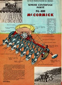 1962 DOKUMENT (Ref. CG 42) ZENTRIFUGALSÄMASCHINE GETRAGEN MC CORMICK F6 400 von TAVARD - Bild 1 von 1