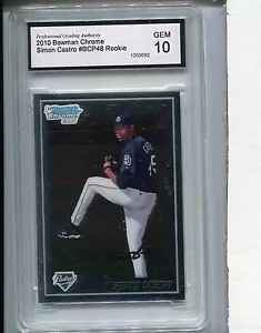 2010 Bowman Chrome Card Simon Castro San Diego Padres GRADED GEM 10 # BCP 48 - Picture 1 of 1