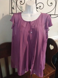 CONJUNTO CAMISA BLUSA MUJER COVINGTON MUJER 1X MANGA GORRA LAVABLE VOLANTES MORADO - Imagen 1 de 6