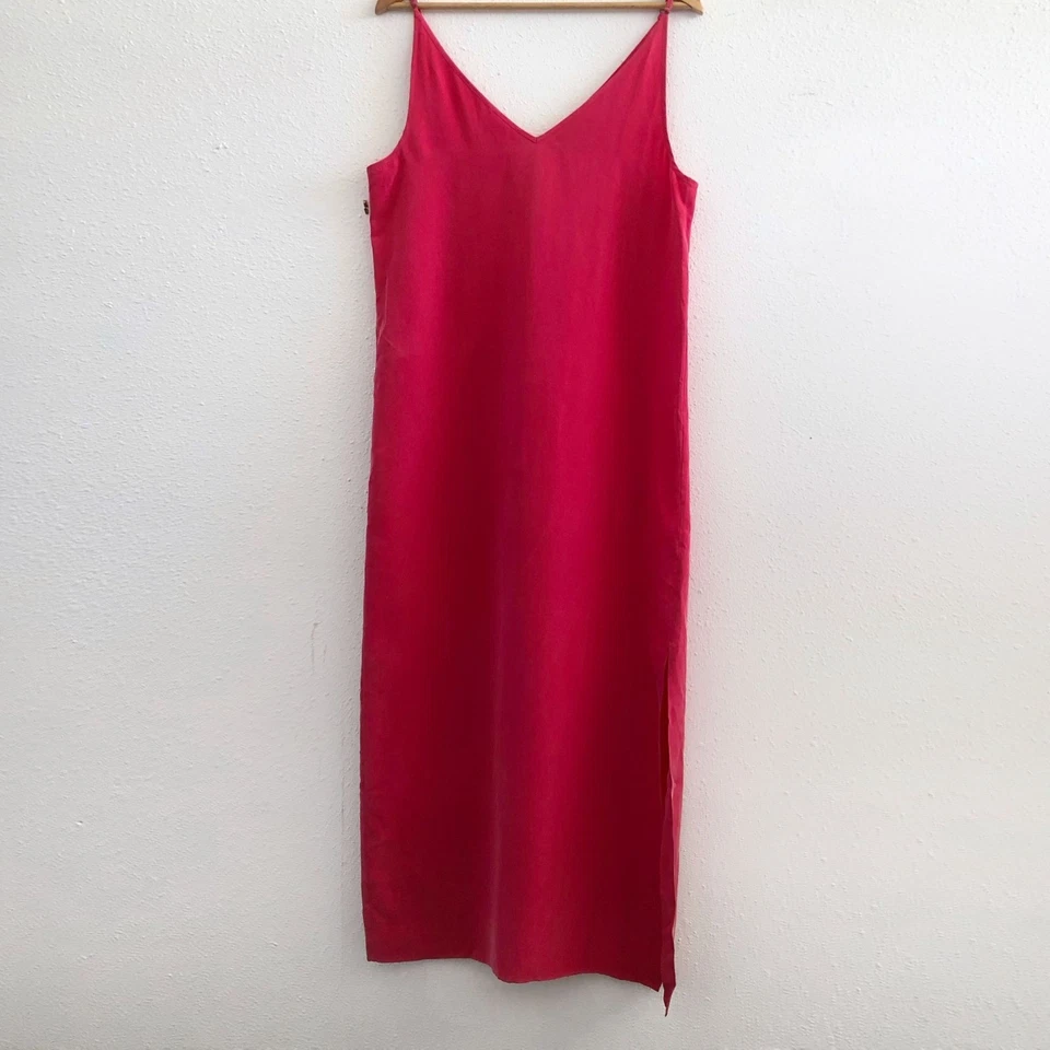 EQUIPMENT V-Neck Sleeveless 100% Silk Midi Dress Size Large - Image 1 of 4