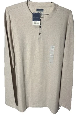 St Johns Bay Sweater Mens XLT Beige Henley Pullover Long Sleeve Super Soft NWT - Image 1 of 4