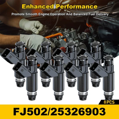 Inyectores de combustible FJ502 8 piezas para GMC Yukon XL 1500 5,3 L V8 2002 2003 2004 2005 2006 Foto 1 de 4