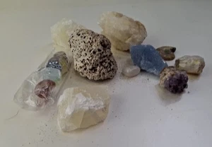Mixed Bundle of Crystals Fossils Semi-Precious stones JM204 - Picture 1 of 8