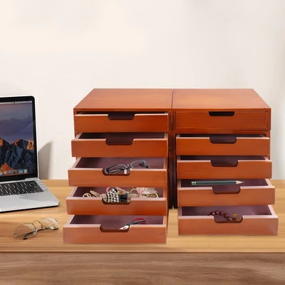 4 cajones apilables de madera gabinete de almacenamiento de escritorio organizador de almacenamiento de escritorio Foto 1 de 4