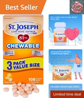 Suave analgésico aspirina masticable naranja - 108 unidades para alivio rápido Foto 1 de 4